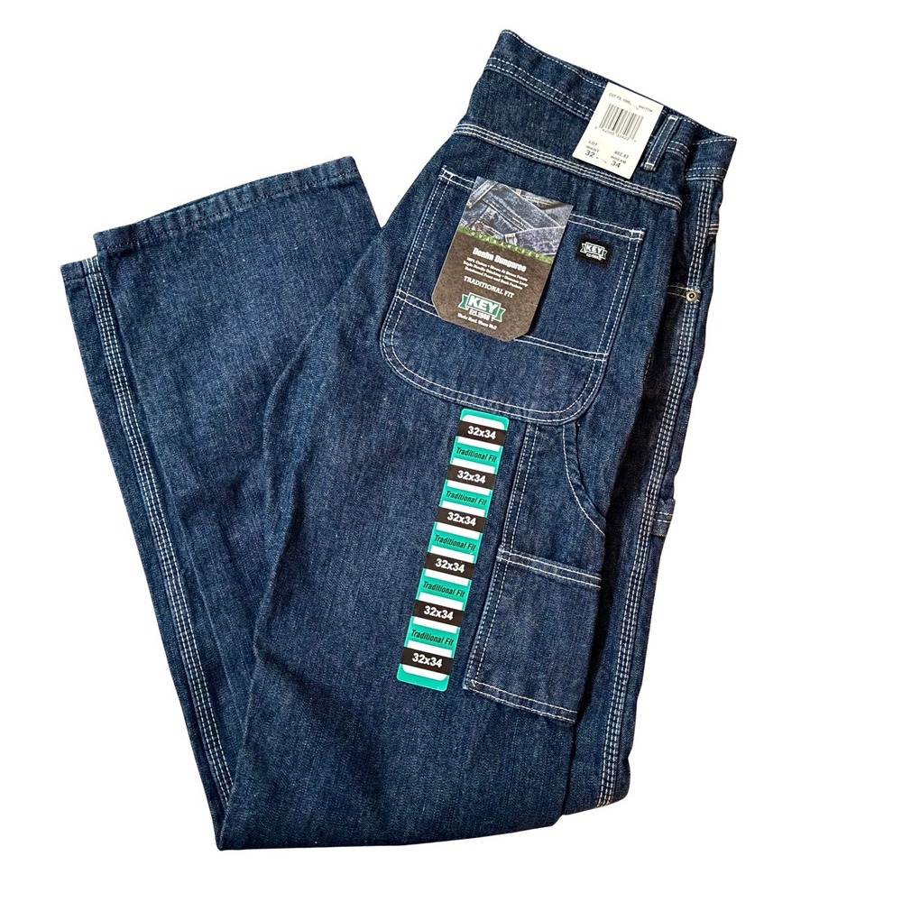 Key Apparel Men's‎ Denim Dungarees Cargo Jeans 32x34 NWT